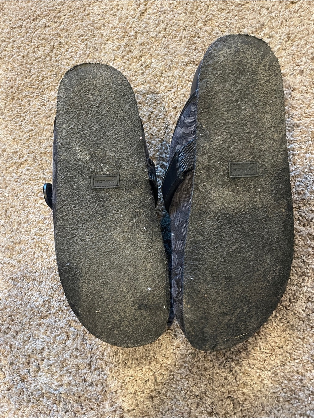 Coach Gray Signature Slip-On Clogs with Black Strap - Picture 5 of 9